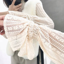 2021 Summer New Lace Women Blouse Ruffles Turtleneck Lantern Sleeved Solid Hollow Out Slim Lady Elegant Pullovers Outwear Tops 2024 - buy cheap