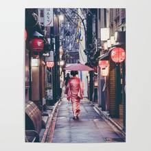 Lienzo de decoración para el hogar, imagen Modular de Arte de pared para sala de estar, Imagen en HD de Geisha en la calle de Tokio, Japón, impresiones de póster, pinturas 2024 - compra barato