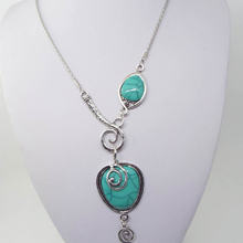 FYJS Unique Silver Plated Layer Water Drop Pendant Green Turquoises Stone Necklace Bohemian Jewelry 2024 - buy cheap