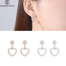 Korean Fashion Cubic Zirconia Earrings Geometric Heart Dangle Zircon Earrings for Women Luxury Bridal Wedding Jewelry 2024 - buy cheap
