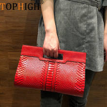 TOPHIGH Hot Sales Clutch Bag Leather Handbag Snake Pattern Leather Shoulder Bag Luxury Brand Tote Hand Bag Purse 2024 - buy cheap