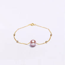 ZHIXI Real 18K Gold Fine Jewelry Bracelet Natural Freshwater Pearl Pure AU750 Solid Gold Round Ball Charm Party Gift B503 2024 - buy cheap