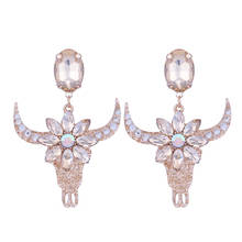 vintage pink champagne Acrylic Earrings for women Fashion Large Crystal flower Earrings Bull Head Jewelry Wholesale 2024 - buy cheap