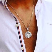 Ожерелье с подвеской в виде креста из нержавеющей стали с фианитом в золоте для мужчин, ювелирные изделия унисекс 2024 - купить недорого