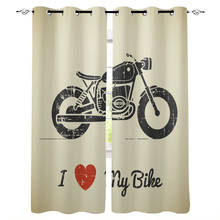 Motorcycle With I Love My Bike Window Curtains for Living Room Kitchen Bedroom Home interior Decoration Curtains 2024 - buy cheap