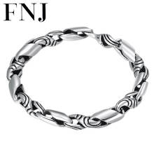 FNJ 20cm Bracelet 925 Silver Width 7mm Original Pure S925 Silver Bracelets for Men Jewelry Fine Pattern Link Chain 2024 - buy cheap