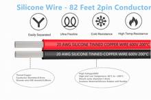 Cabo de extensão elétrica de silicone, fio de extensão 20awg, 2 pinos, cabos flexíveis, gancho, fio de cobre colorido, 15m 2024 - compre barato