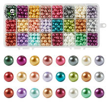 Pandahall-1 caja de cuentas de perlas de vidrio, 6mm/8mm, hebras perladas redondas para fabricación de joyas y pulseras, agujero de Color mezclado: 1mm 2024 - compra barato