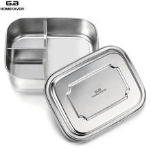 304 Top Stainless Steel Bento Lunch Box Food Containers with 3 Compartments Square Portable Picnic Container 2024 - buy cheap