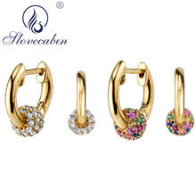 Slovecabin Authentic 925 Stering Silver Sphere Huggies Earrings For Women Rainbow Crystal Hoop Earrings Silver 925 Jewelry 2024 - buy cheap