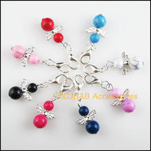 16 New Angel 14x21mm Charms Mixed Crackle Acrylic Silver Plated Retro With Lobster Claw Clasps 2024 - buy cheap