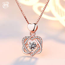 Модное романтическое ожерелье с подвеской в виде цветка с двойным сердцем и Цирконом ожерелье цвета розового золота/серебра для женщин ювелирные изделия 2024 - купить недорого