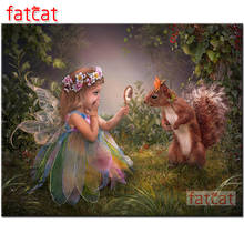 FATCAT Girl loves squirrel 5d diy diamond painting full square round drill diamond embroidery kits genius home decoration AE2814 2024 - buy cheap