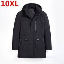 Новинка 10XL 9XL 8XL 7XL 6XL размера плюс большой размер теплая верхняя одежда зимняя куртка Мужская ветрозащитная Мужская куртка с капюшоном Теплая мужская парка размер 2024 - купить недорого