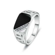 Milangirl tamanho 6-12 boa qualidade homem jóias moda esmalte preto homem dedo anel com cz zircon casamento noivado jóias 2024 - compre barato