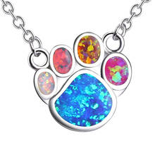 Fashion Luxury Multicolor Opal Foot Pendant Necklaces Silver Color Footprint Choker Necklace Women Charm Boho Beach Jewelry 2024 - buy cheap