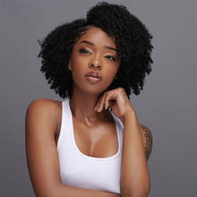 Peluca de cabello humano rizado Afro 4B 4C para mujeres negras, pelo Remy brasileño, parte en U, 100%, pelucas de cabello humano Real, CARA 2024 - compra barato
