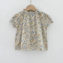 2021 New Summer Baby Girls Floral Printed Blouses Korean Style Kids Clothes Short Sleeve Tops Children Shirts DT419 2024 - buy cheap