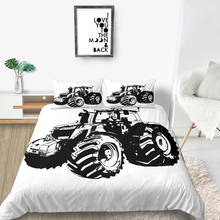 Juego de cama 3D de Tractor, funda nórdica suave y creativa a la moda, color blanco, King, Queen, individual, doble, diseño único 2024 - compra barato