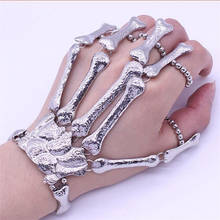 ZRM Punk Gothic Skull Bracelet Hand Bone Bangles  Flexible Metal Bracelets For Women Men Nightclub Party Hip Hop Jewelry 2024 - купить недорого