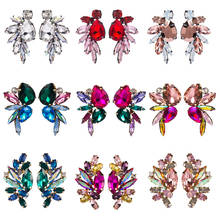 Colorful Flower Crystal Stud Earrings For Women Fashion Boho Rhinestone Oorbellen Female Trendy Handmade Ear Jewelry Accessaries 2024 - buy cheap