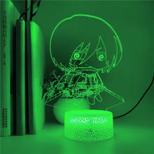 Lámpara de ilusión 3d con Control por aplicación Attack on Titan Mikasa Ackerman, luz nocturna para decoración de dormitorio, lámpara de mesa colorida alimentada por batería 2024 - compra barato