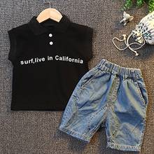 Califórnia roupa casual infantil bebê meninos conjunto de roupas para crianças roupas para meninos camisa letra top + shorts roupas de verão para meninos 2 peças 1-6t 2024 - compre barato