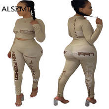 White O Neck Long Sleeve Crop Top And Leggings 2 Pieces Set Sexy Tight Club Party Lady Fashion Tracksuits 2024 - buy cheap