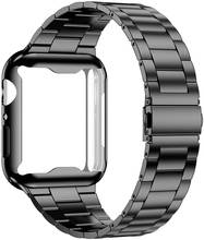 Caso + cinta para apple pulseira de relógio 42mm/38mm acessórios aço inoxidável cinto pulseira de metal iwatch série 3 4 5 6 se 40mm 44mm 2024 - compre barato