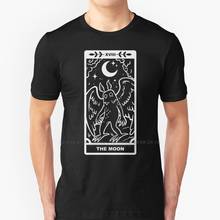 Mothman-camiseta com linhas brancas, 100% algodão puro, tamanho grande, mothman, lua, tarô, cripta, guarda omen, ponto prazeroso 2024 - compre barato