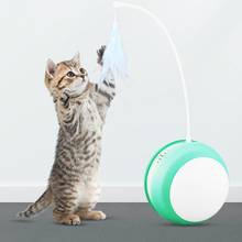 Juguetes inteligentes para gatos, Bola de plumas con sonido LED, bola giratoria automática, divertida, carga USB 2024 - compra barato