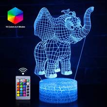 Dumbo-lâmpada led 3d com controle remoto, luz noturna, mesa, luminária de mesa, com elefante, para crianças, presente de aniversário, natal e feriado 2024 - compre barato