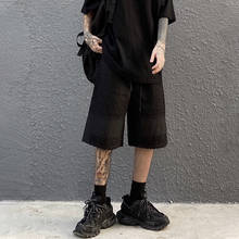 Shorts men's summer mesh stitching loose casual Capris trendy street hip hop versatile drawstring pants 2024 - buy cheap