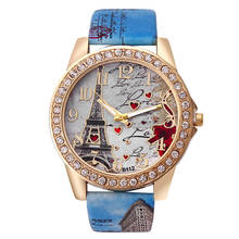 Relojes de lujo con diamantes de imitación para mujer, pulsera de cuarzo con correa de cuero, estilo informal, con la Torre Eiffel de París, 2020 2024 - compra barato