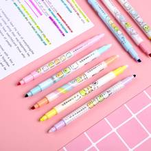 Conjunto de marcador/caneta fluorescente de alto brilho, 8 modos de desenho animado, marcador, apagável, fluorescente, material escolar, kawaii 2024 - compre barato