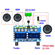 2*80 Вт + 100 Вт TPA3116D2 Плата усилителя сабвуфера мощности 2,1 каналов TPA3116 аудио стереоэквалайзер AUX класса D Amp 2024 - купить недорого