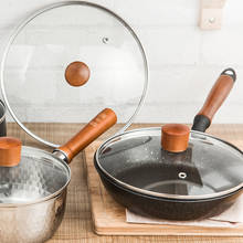 Janpense-tapa de vidrio templado y madera para olla, tapa de vaporera, cacerola transparente para wok, utensilios de cocina de 16-30cm 2024 - compra barato