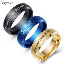 Customize Name Party Rings For Women and Men Blue / Gold / Black Anel Wedding Jewelry Ring Gift Wholesale 2024 - buy cheap