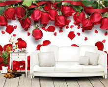 Papel tapiz autoadhesivo con foto DE flores, personalizado, rosa roja, para sala DE estar, dormitorio, Fondo DE pared 2024 - compra barato