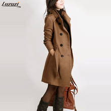 Luzuzi winter wool coat with belt women plus size casaco feminino ladies autumn new Slim long sleeve woolen coats  chic overcoat 2024 - buy cheap