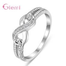 Hot Sale Genuine 925 Sterling Silver Round Finger Rings For Women Girls Engagement Wedding Figure 8 Shape Rings Jewelry 2024 - buy cheap