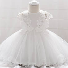 Baby Girl Sweet Lace Flower Tulle Christening Princess Toddler Birthday Party Ball Gown Dress Newborn Children Baptism 1 Years 2024 - купить недорого