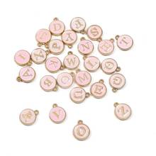 10pcs 12mm Pink Enamel Alphabet Charms Letter Initial Pendant DIY Necklace Bracelet Jewelry Making Handmade Metal Accessories 2024 - buy cheap