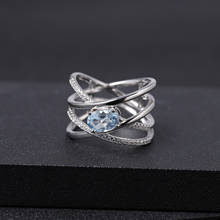 Женское кольцо с натуральным небесно-голубым топазом gemb's BALLET, классическое кольцо с крестом из стерлингового серебра 925 пробы, ювелирные украшения 2024 - купить недорого