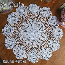 40cm Round Modern Handmade Crochet Doilies Cotton Christmas Table Placemats Drink Coasters Cup Dish Bakeware Mat Pad For Wedding 2024 - buy cheap