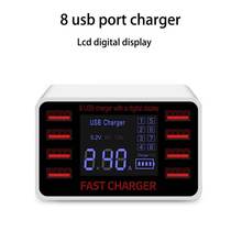 Multi estação de carregador usb para samsung huawei iphone novo carregador rápido doca display lcd inteligente carregador universal ue eua reino unido au plug 2024 - compre barato