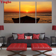 3 Pcs 3D DIY Diamond Painting Cross Stitch 3 Panel Ocean Sunrise Landscape Pictures Mosaic Diamond Embroidery wall sticker decor 2024 - buy cheap