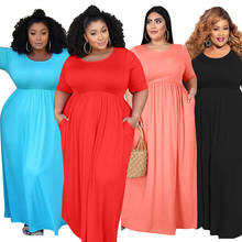 Plus Size Dresses for Women 4xl 5xl Stretchy High Waist Loose Casual Elegant Dress Maxi Dresses 2020 Wholesale Dropshipping 2024 - buy cheap