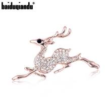 baiduqiandu Brand New Arrival Rose Gold Color Plated Crystal Deer Stag Brooch Pins Fashion Costume Jewelry 2024 - buy cheap