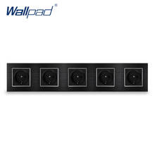 Wallpad-toma de corriente de pared estándar alemán, Panel de Metal satinado de lujo, 5 enchufes de la UE, 430x86mm, Schuko 2024 - compra barato